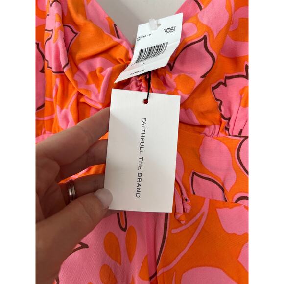 NWT Faithfull The Brand Shayna Paraiso Ruched Floral Midi Dress Multi Color - Picture 4 of 7